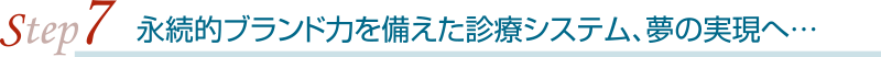 永続的ブランド力を備えた診療システム、夢の実現へ…